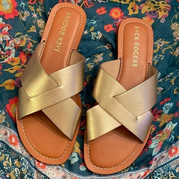 Brand New Jack Rogers Genuine Leather Slotted X-Band Slide Sandals Sloane - Picture 2 of 16